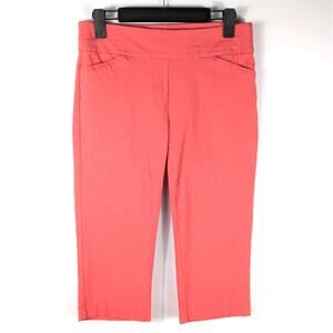 Christopher & Banks Size 4 Womens Coral Capri Pants Signature Slimming Pull On